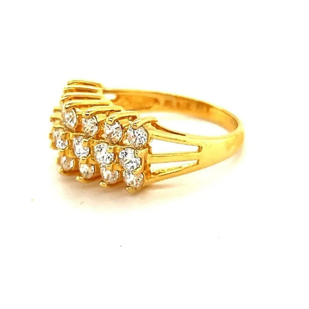 925 Gold Vermeil 3-Row‎ Diamonique Cz Ring